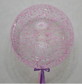 Шар Bubble с пенопластовыми шариками, розовый
